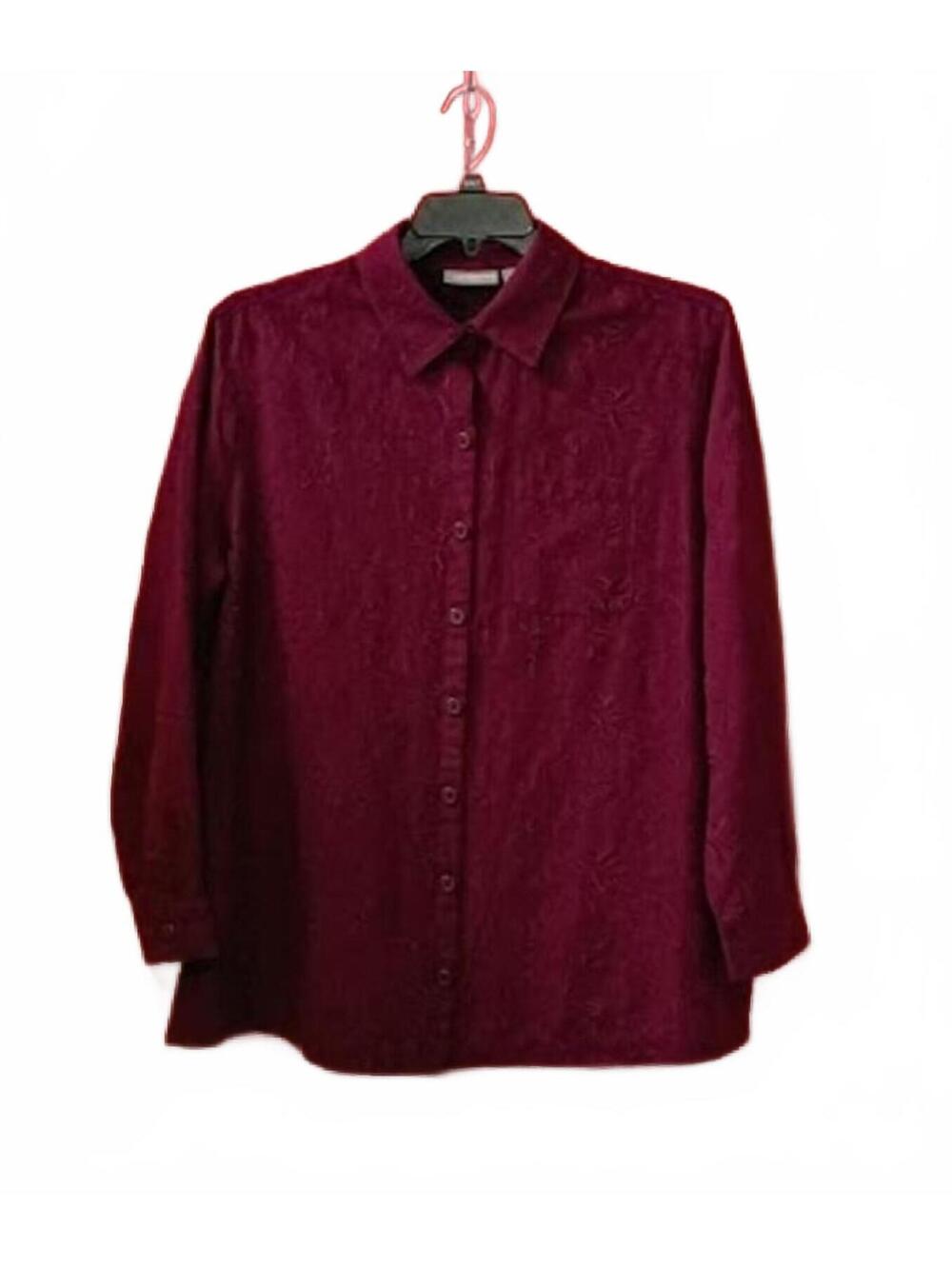 Croft & Barrow Burgundy Button-Up Shirt Plus Size 1X